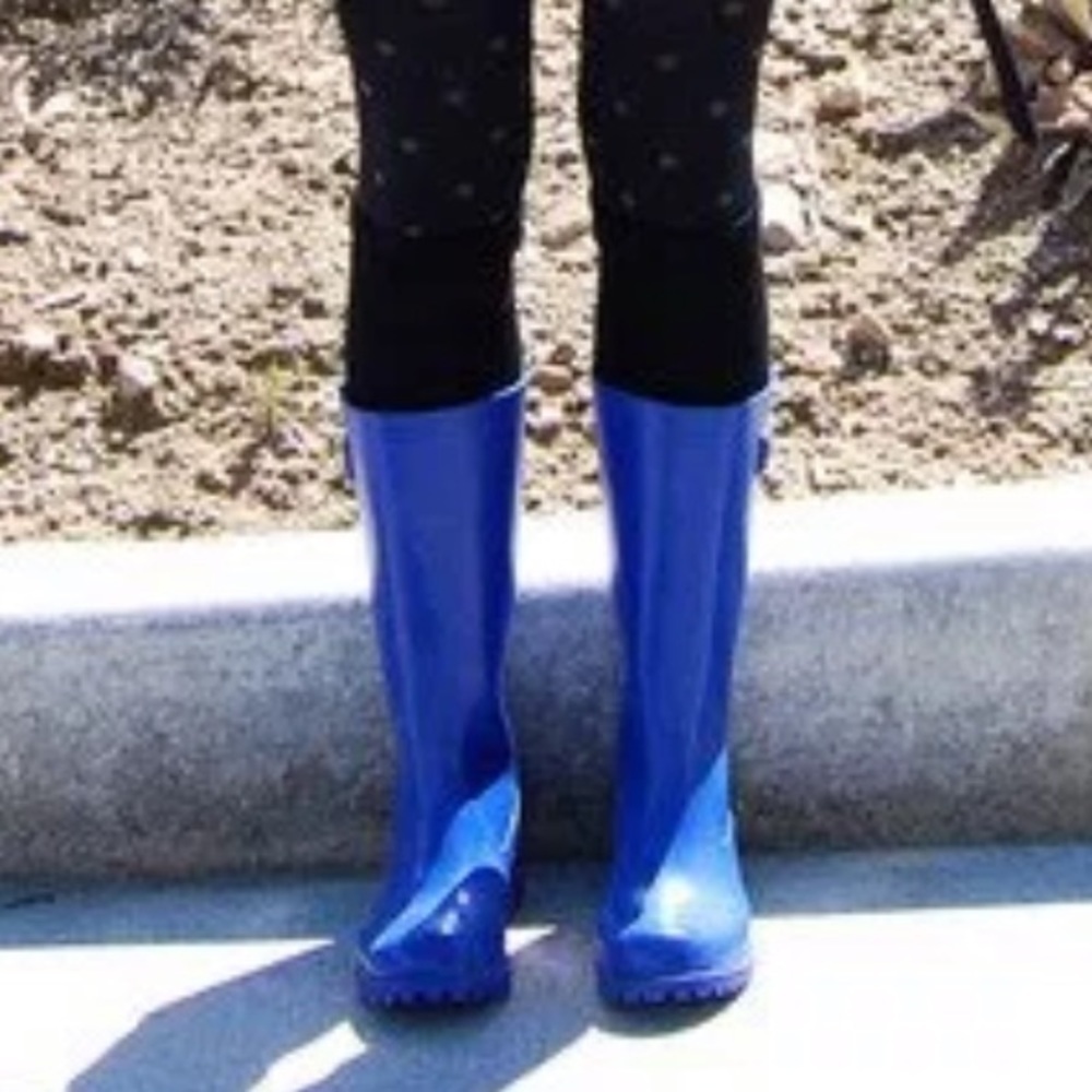 Nine West Nwyogini Tall Gloss Blue Rain Slickers Size 7 - Picture 8 of 8